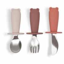 Jollein set de couverts bébé Blush Shades avec manches en silicone rose et embouts en inox