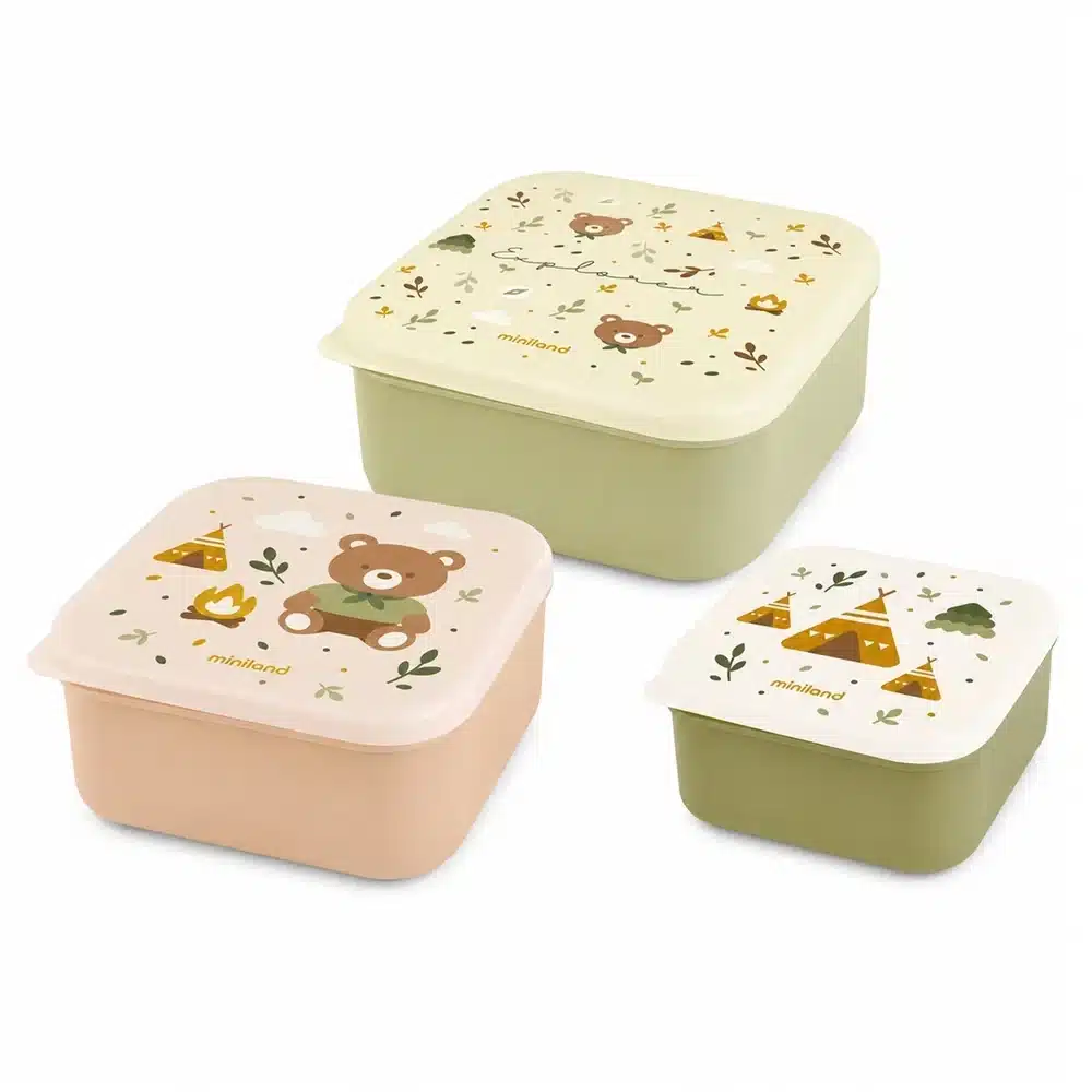 Miniland Ensemble de 3 Boîtes à Goûter 230 ml, 350 ml et 540 ml