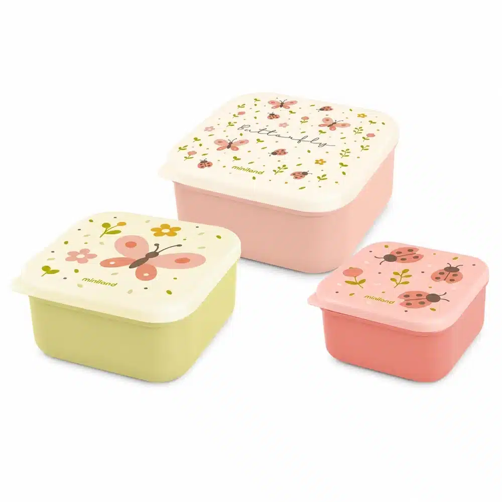 Miniland Ensemble de 3 Boîtes à Goûter – Papillon