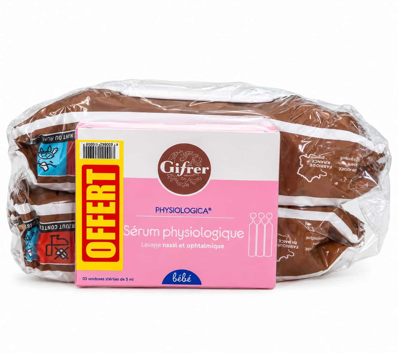Offre Gifrer Sérum Physiologique 5 x 5 ml + Lot de 2 Lingettes au Liniment à l’Huile d’Olive