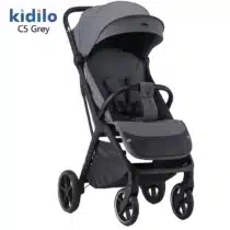 Poussette valise compacte Kidilo C5 Gris Foncé pliable pour voyage et promenade.