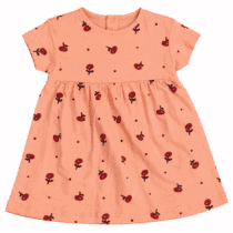 Robe bébé pêche à motifs cerises avec manches courtes et jupe froncée