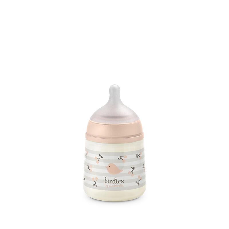 Suavinex biberon Birdies rose 150 ml avec tétine symétrique SX Pro débit lent -2-bebemaman