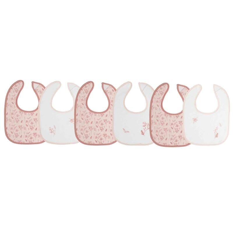 Trois Kilos Sept Lot de 6 Bavoirs 1er Âge – Blanc/Rose
