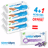WaterWipes pack promotionnel 4 paquets Value de 60 lingettes et 1 paquet Soothing Clean offert